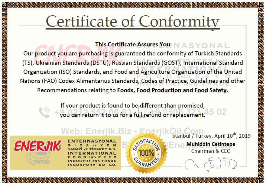 Enerjiks' Certificate of Conformity (ECOC)